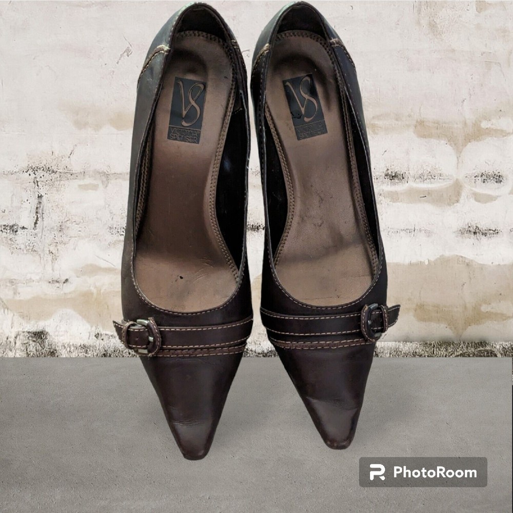 Victoria Spenser Brown Pointed Toe 2" Heel Size 7M Buckle Business Party Shoes